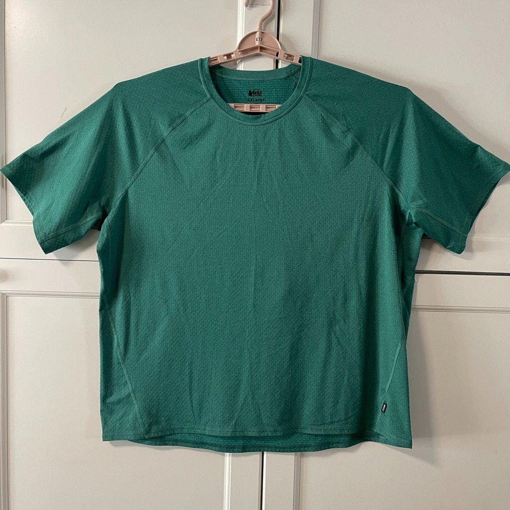 REI Co-op Mens XXLarge Green Heathered Active T-Shirt Hiking Performance Tee